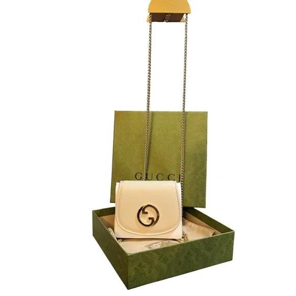 NEW! GUCCI BLONDIE MEDIUM LEATHER WALLET ON CHAIN - Picture 10 of 11